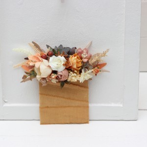 Pocket boutonniere in terracotta ivory  rust color scheme. Flower accessories. 0029