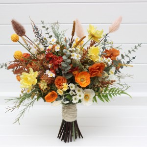 Wildflowers bouquet. Spring summer wedding flowers. Burnt orange yellow ivory bridal bouquet. Silk flowers. Chamomiles poppies bouquet. Faux bouquet. Bridesmaid bouquet. 5252 Wildflowers bouquet. Spring summer wedding flowers. Burnt orange yellow ivory bridal bouquet. Silk flowers. Chamomiles poppies bouquet. Faux bouquet. Bridesmaid bouquet. 5252