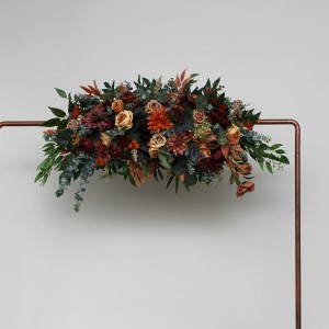 Flower arch arrangement in rust terracotta burgundy brown colors.  Arbor flowers. Floral archway. Faux flowers for wedding arch. 5212