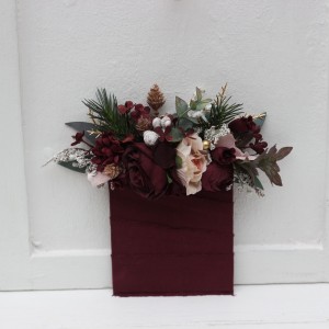 Pocket boutonniere in burgundy blush pink gold color scheme. Flower accessories. Winter wedding. 5214