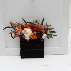 Pocket boutonniere in  rust burgundy ivory color scheme. Flower accessories. 0007