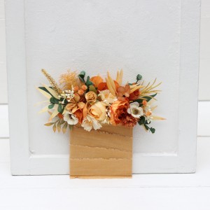 Pocket boutonniere in terracotta rust mustard ivory color scheme. Flower accessories. 5217