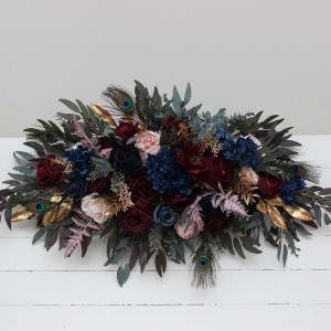  Flower arch arrangement in burgundy navy blue gold pink   colors.  Arbor flowers. Floral archway. Faux flowers for wedding arch. 5221