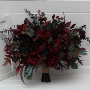 Wedding bouquets in burgundy color . Bridal artificial bouquet in classic and cascade shape. Bridesmaid bouquet. Moody wedding. 5230 Wedding bouquets in burgundy color . Bridal artificial bouquet in classic and cascade shape. Bridesmaid bouquet. Moody wedding. 5230