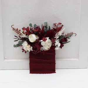 Pocket boutonniere in burgundy ivory color scheme. Flower accessories. Pocket flowers. Square flowers. 0040