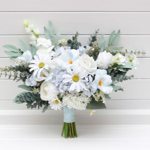 Wedding bouquets in white sky blue colors. Wildflowers bridal bouquet. Cascading bouquet. Faux bouquet. Summer bouquet. Bridesmaid bouquet. 5253 Wedding bouquets in white sky blue colors. Wildflowers bridal bouquet. Cascading bouquet. Faux bouquet. Summer bouquet. Bridesmaid bouquet. 5253