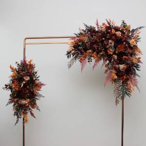  Flower arch arrangement in plum purple orange rust beige colors.  Arbor flowers. Floral archway. Faux flowers for wedding arch. 5260