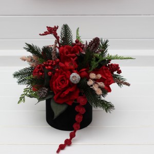  Christmas centerpiece. Table decor. Wedding flowers in box. Winter wedding. 5117