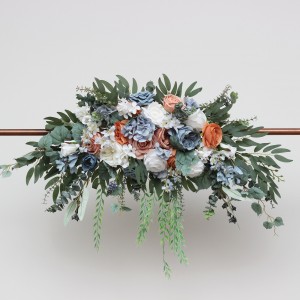  Flower arch arrangement in white terracotta dusty blue colors.  Arbor flowers. Floral archway. Faux flowers for wedding arch. 5227