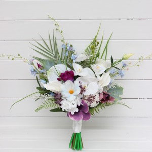 Exotic wedding bouquet. White blue magenta flowers. Beach wedding. Exotic wedding. Orchid calla lily bouquet . Bridal bouquet. 5274