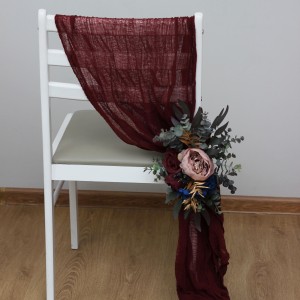 Aisle flowers in burgundy navy blue dusty rose gold scheme. Chair flowers. Sign flowers. Wedding flowers. Flowers for wedding decor. 5090